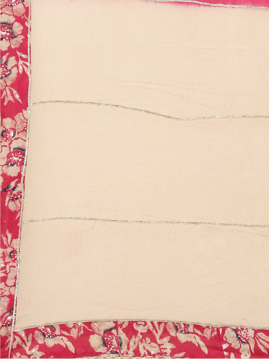 Neerus Pink printed anarkali kurta set with sharara and dupatta - detail view 4