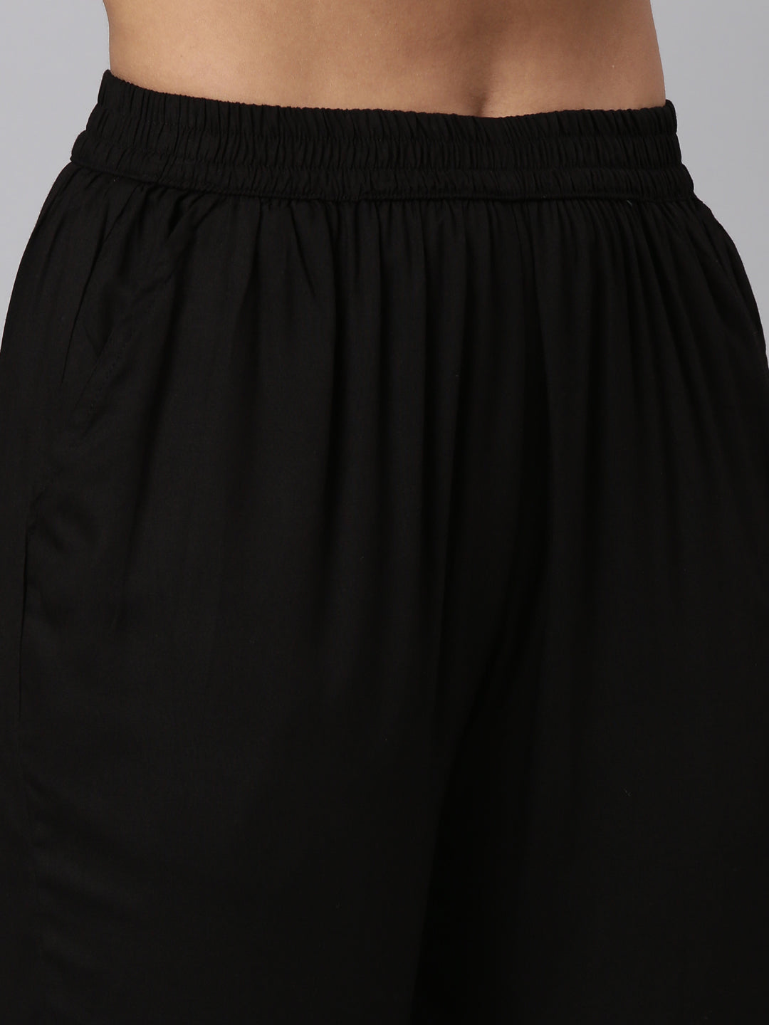 Neerus Black printed straight kurta set with dupatta - detail view 3