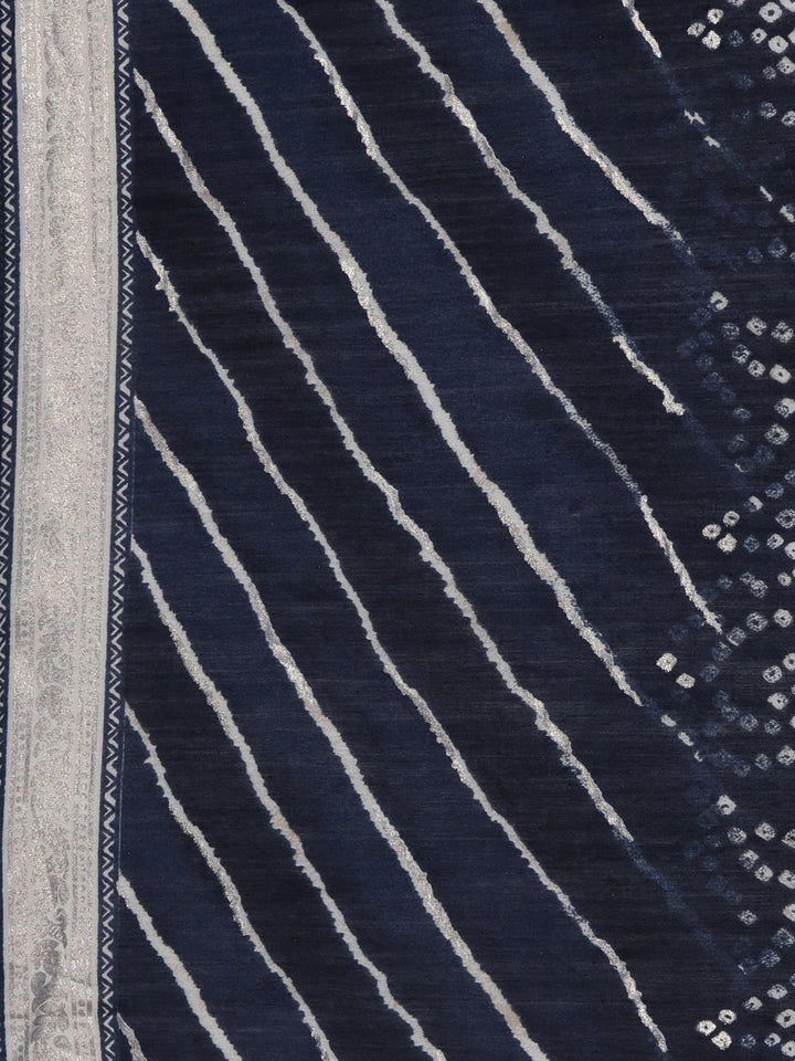 Neerus Blue Bandhani printed straight suit set - detail view 4