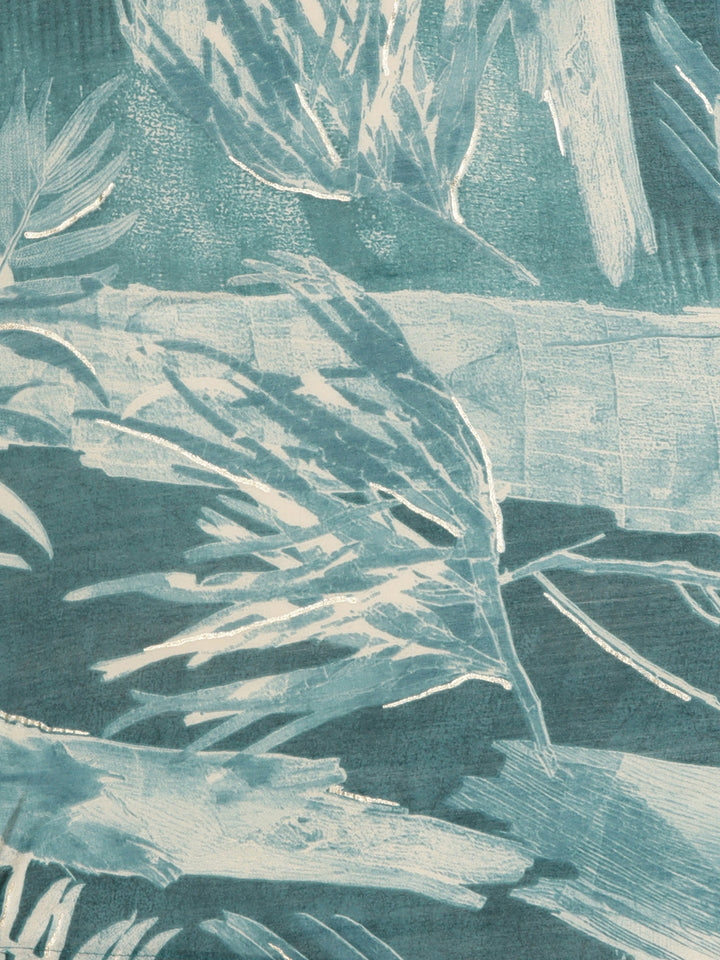 Neerus Blue floral printed straight suit set - detail view 4