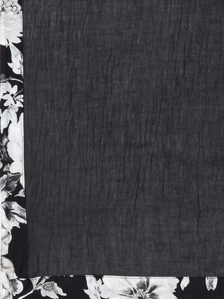 Neerus Black Printed Straight Kurta and Trousers With Dupatta
