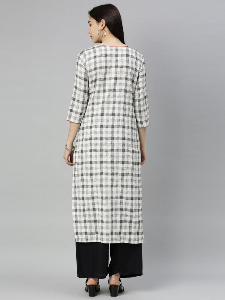 Neerus Grey embroidered straight kurta - detail view 4