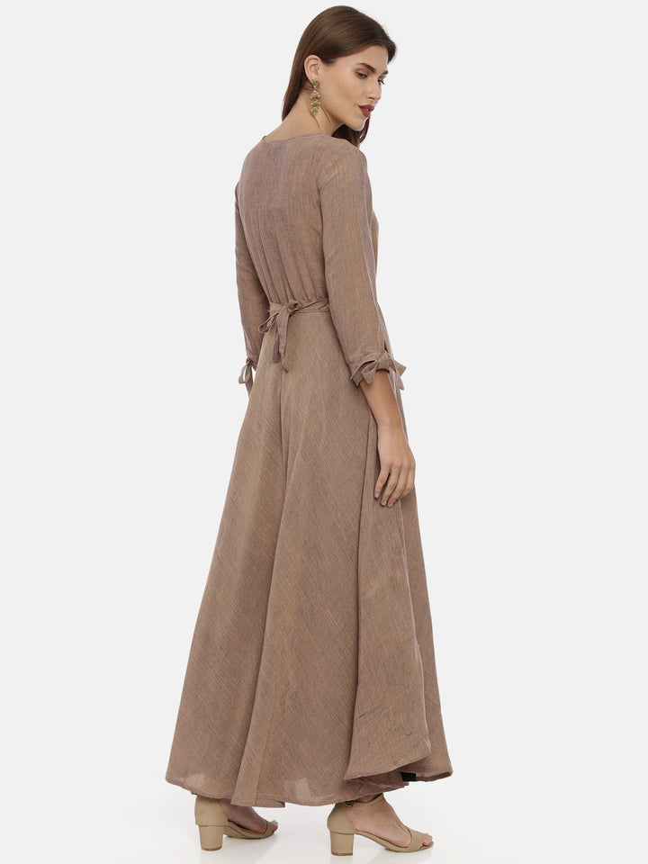 Neerus Brown embroidered anarkali kurta - detail view 2