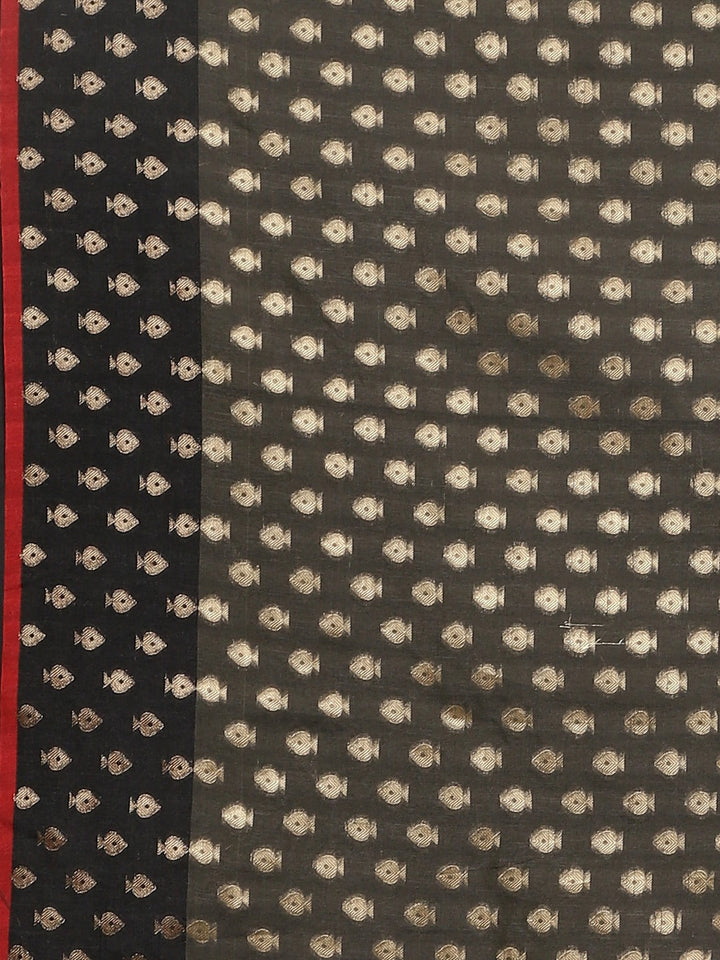 Neerus Gold printed saree with blouse piece - detail view 3