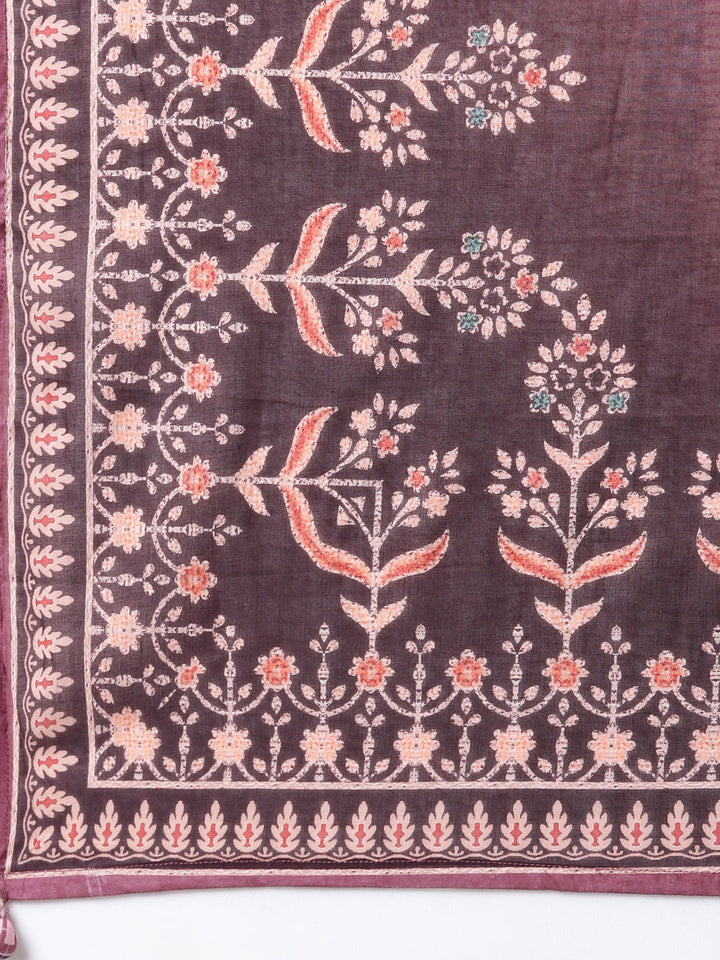 Neerus Pink cotton printed flared dress - detail view 3
