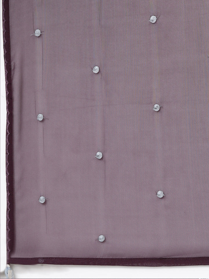 Neerus Purple silk printed sharara suit set - detail view 4