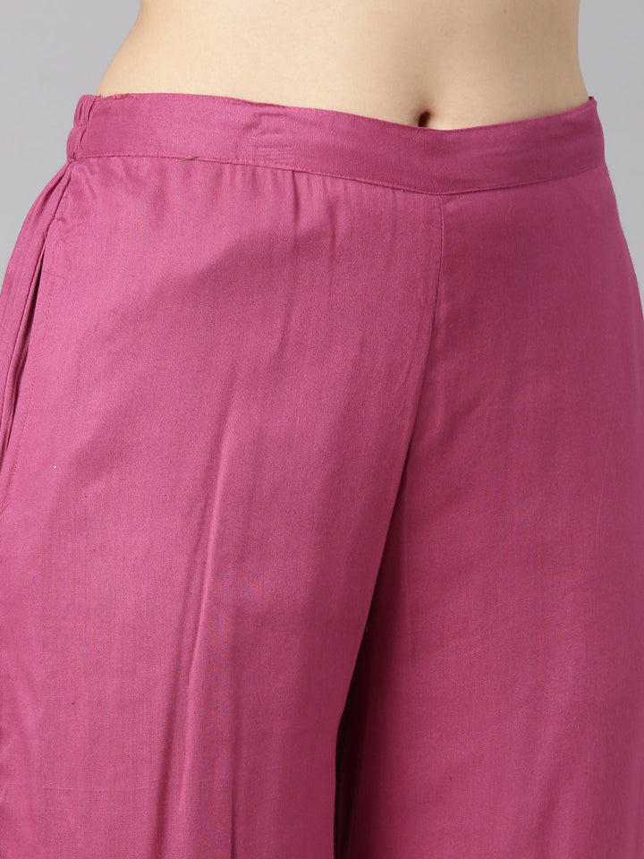 Neerus Pink printed paisley straight kurta set - detail view 2