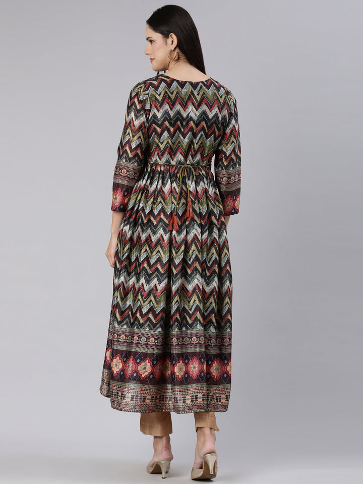 Neerus Multi printed chevron straight dress - side view