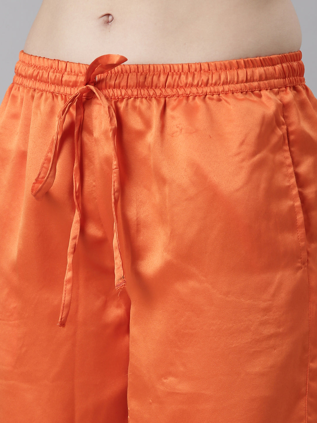 Neerus Orange Shantoon printed kurta set with salwar and dupatta - detail view 3