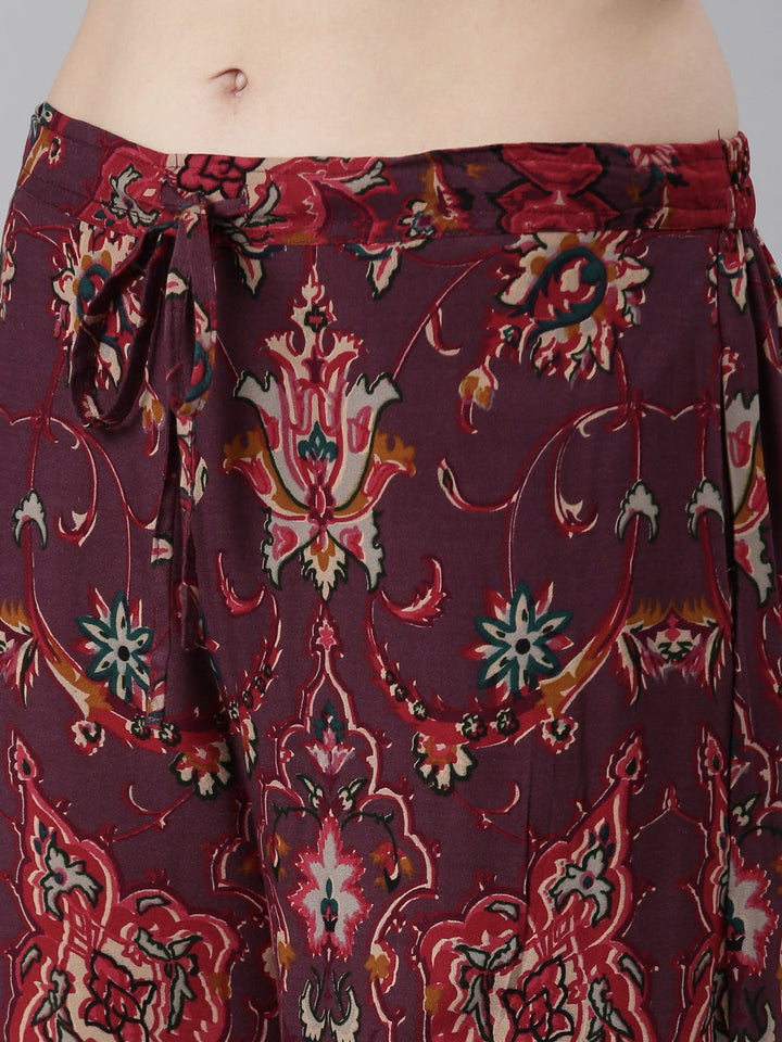 Neerus Orange printed floral co-ord set - detail view 3
