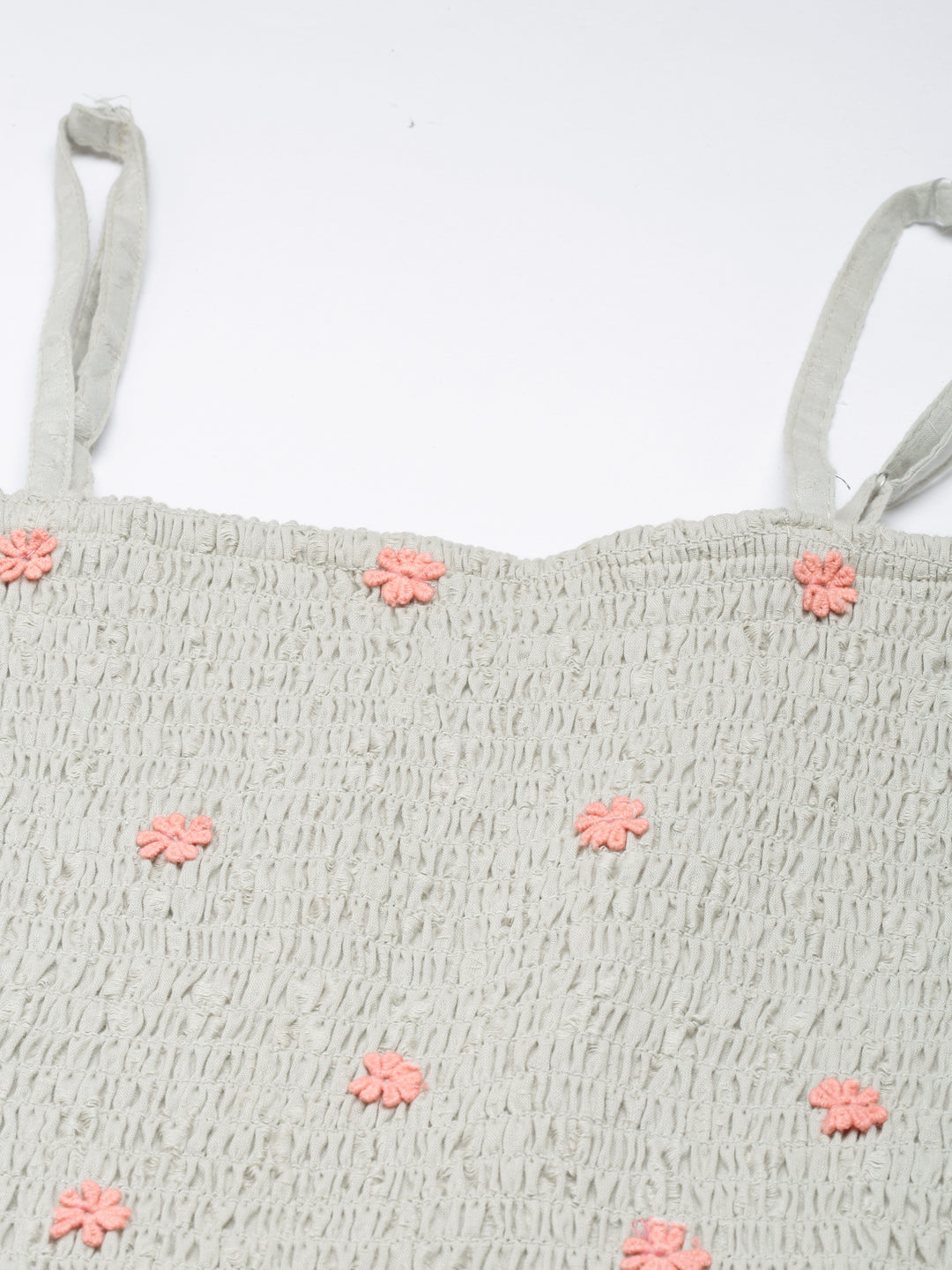 Neerus Green chikankari floral straight dress - detail view 3