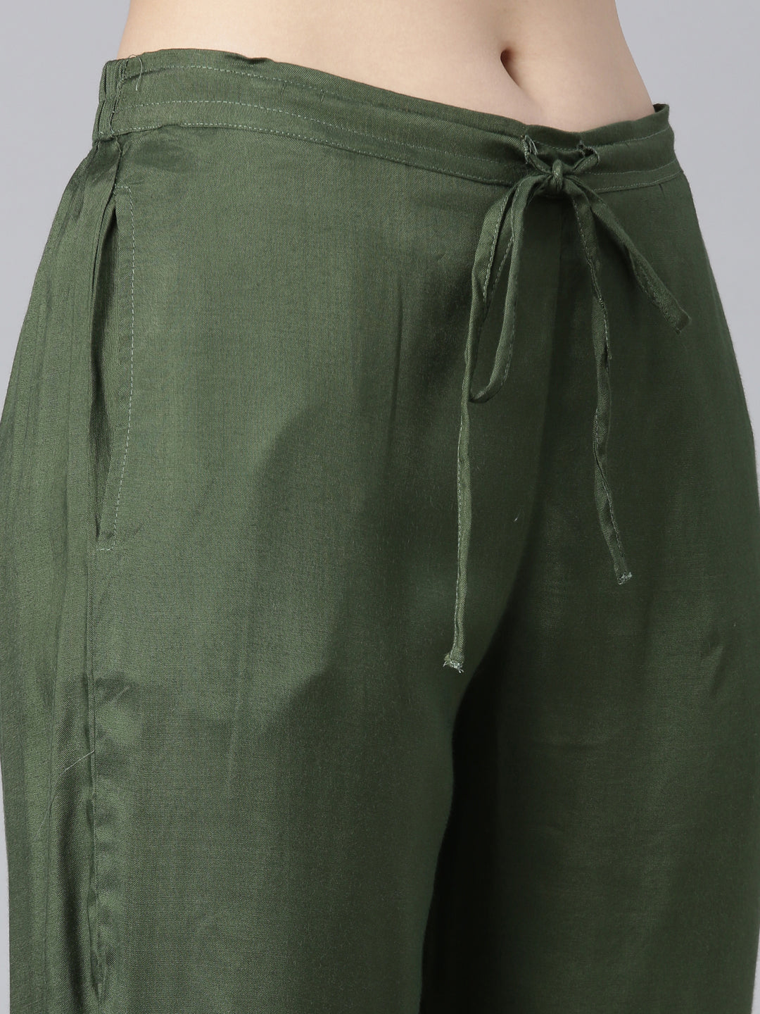 Neerus Green shantoon printed kurta set with trouser and dupatta - detail view 3
