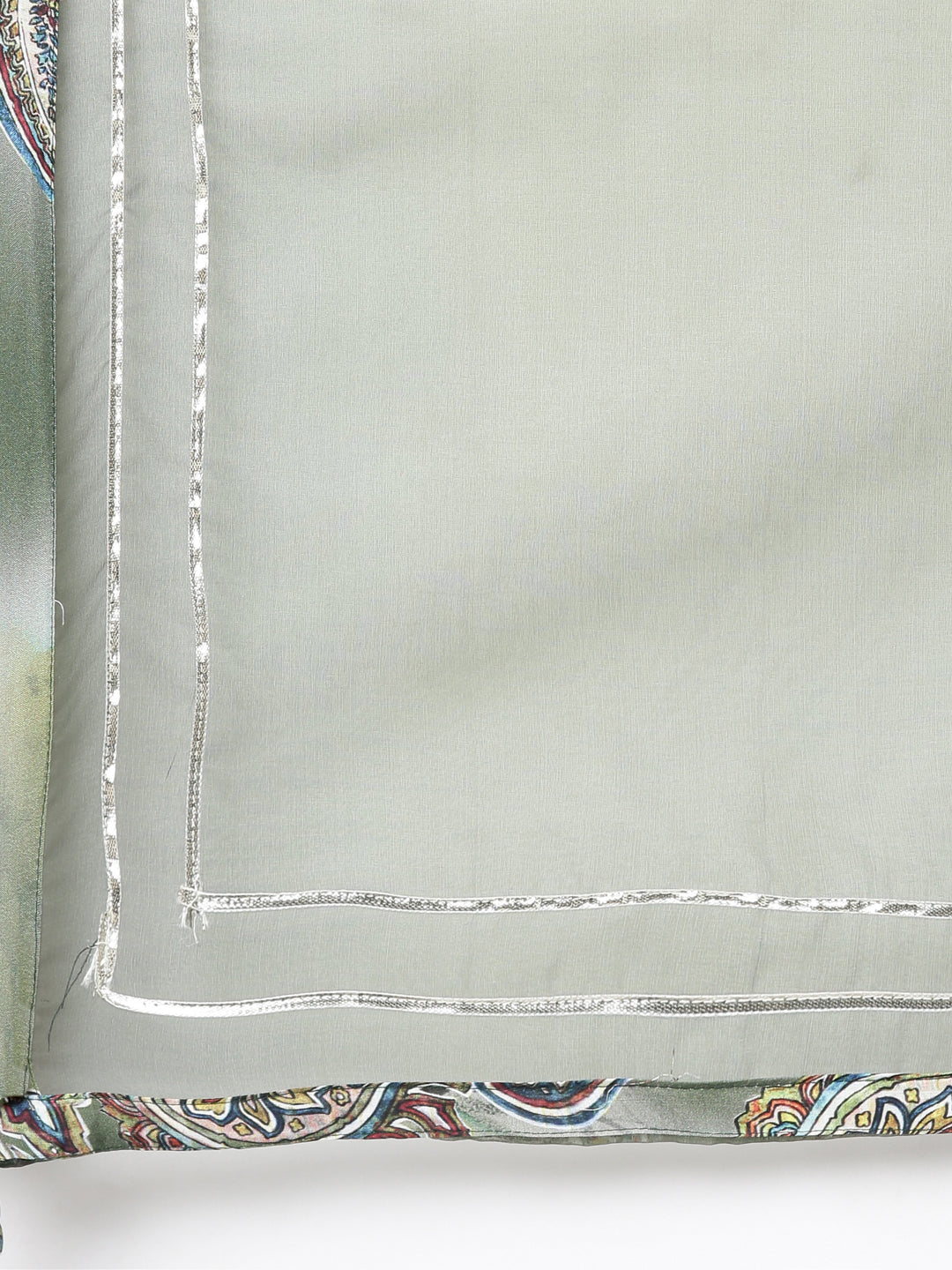 Neerus Green shantoon printed kurta set with trouser and dupatta - detail view 4