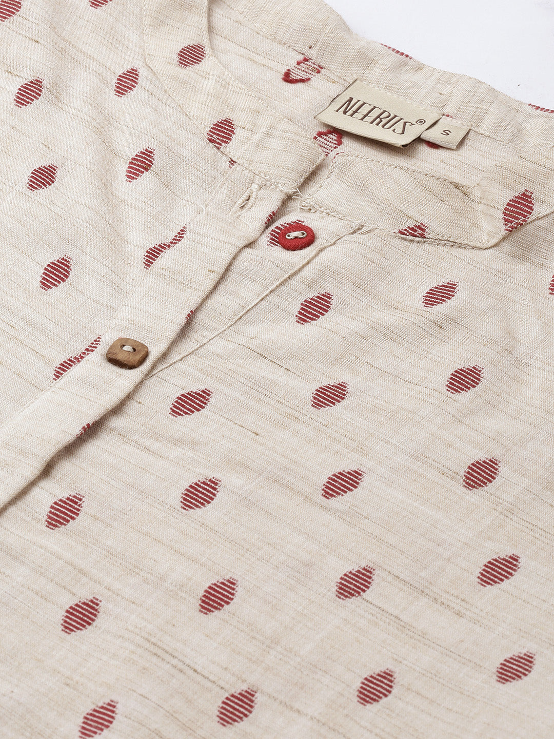 Neerus Beige rayon woven A-line kurta - side view