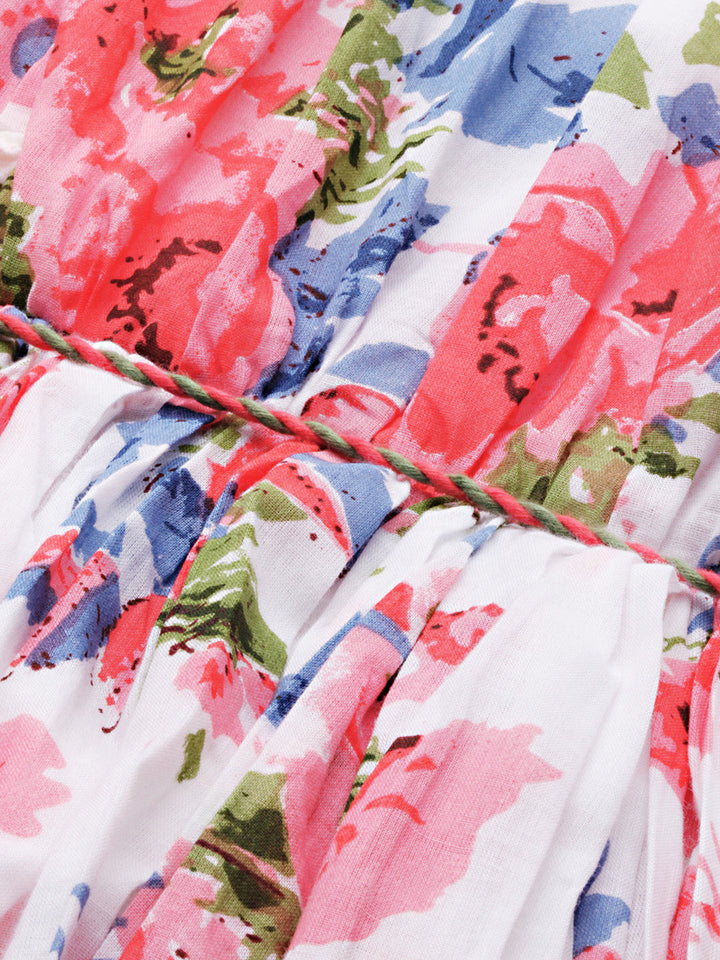 Neerus White cotton printed maxi dress - detail view 2