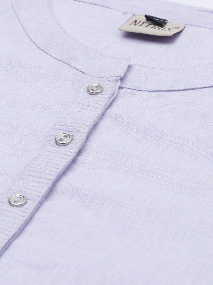 Neerus Purple cotton straight kurti - side view