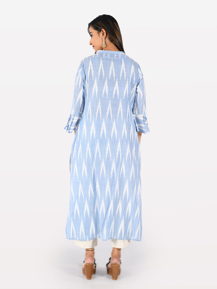 Neerus Blue printed A-Line kurta - side view