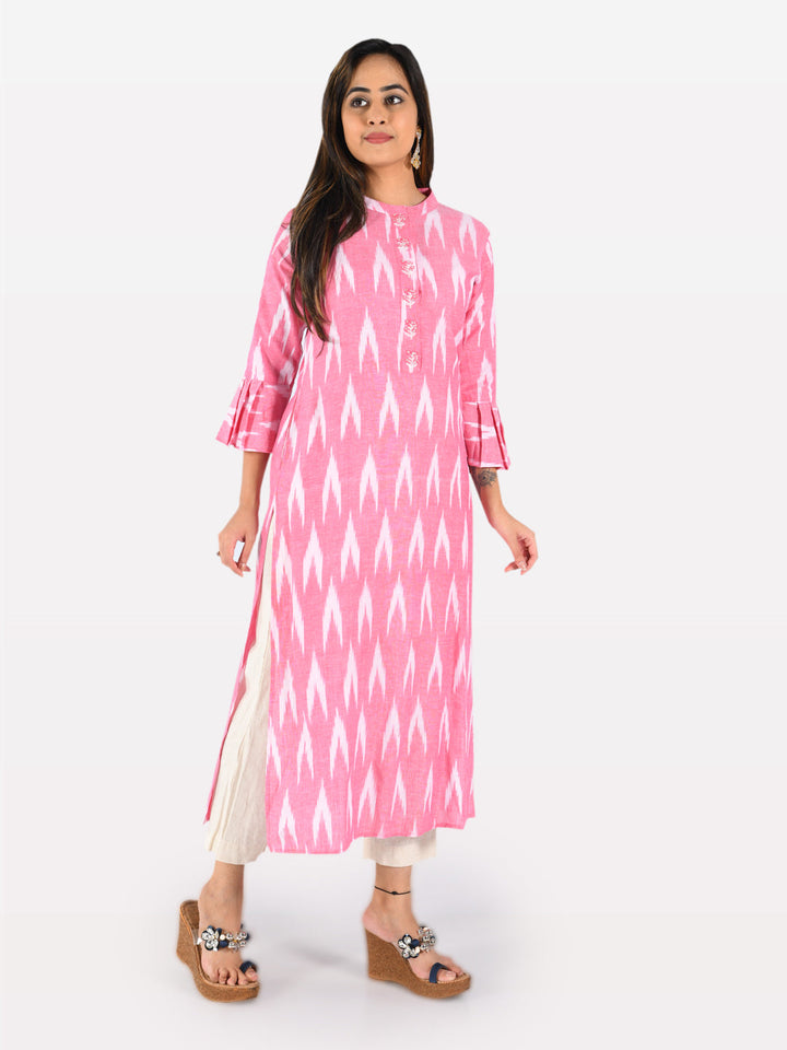 Neerus Pink polyester printed kurti - detail view 1