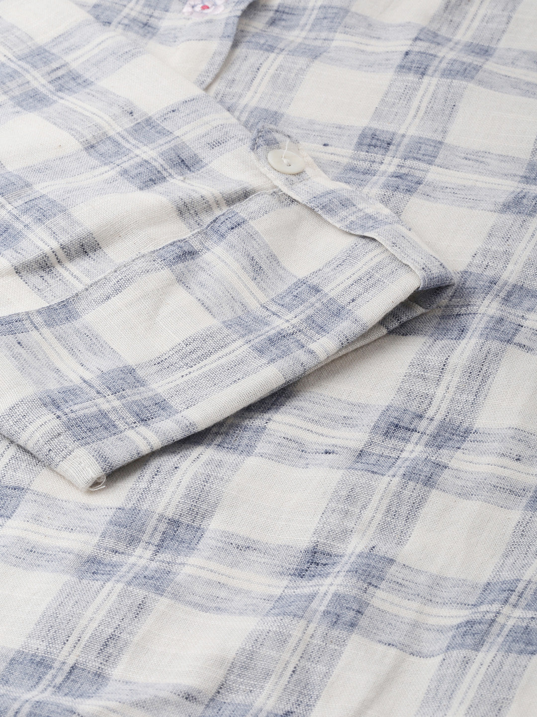 Neerus White cotton checked printed kurti - side view