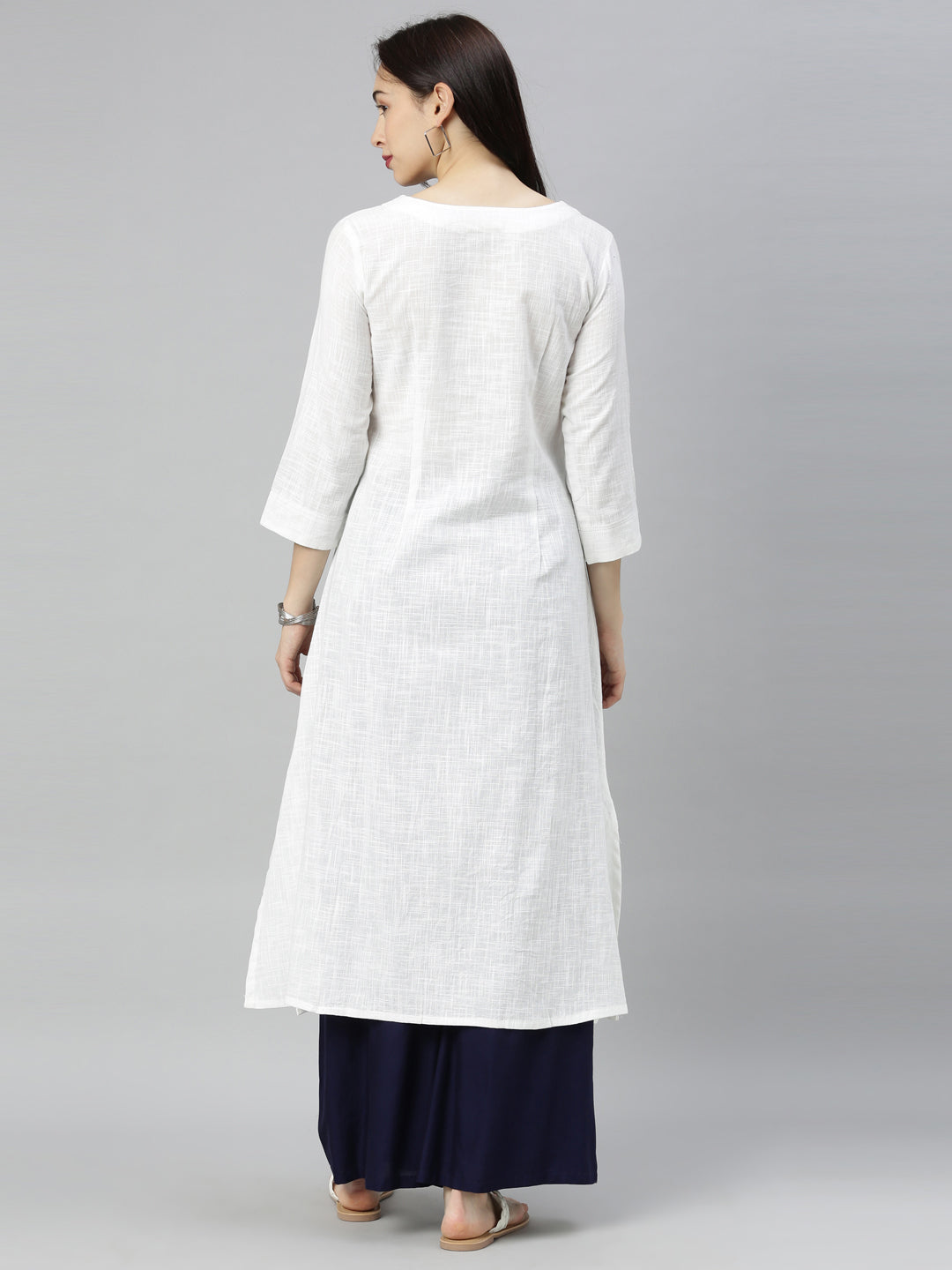 Neerus White printed A-line kurta - detail view 1