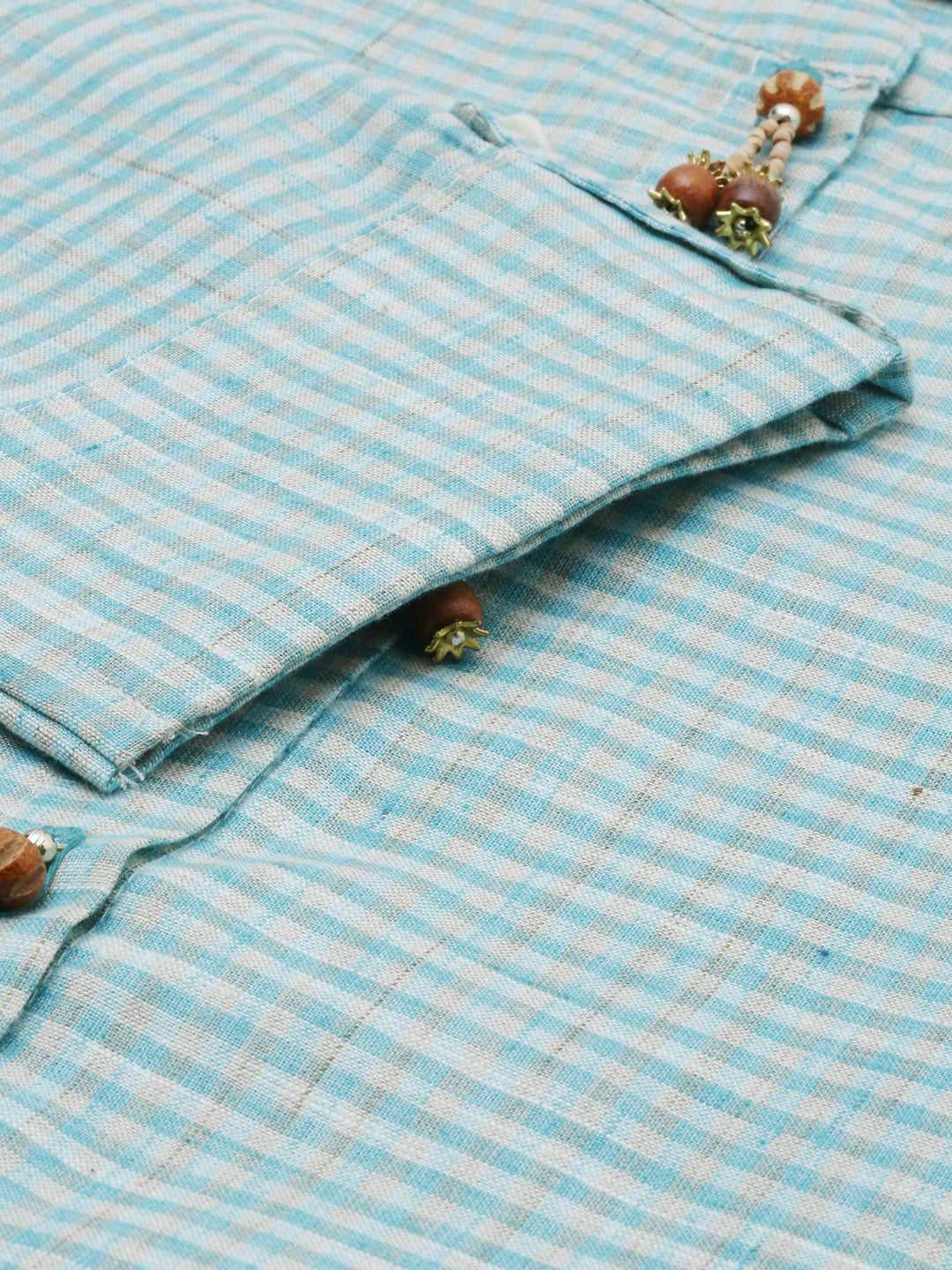 Neerus Green cotton solid kurti - detail view 2