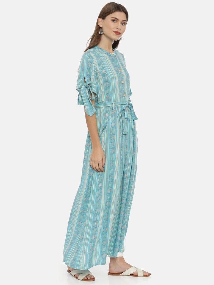 Neerus Blue Rayon Anarkali Kurta - detail view 1