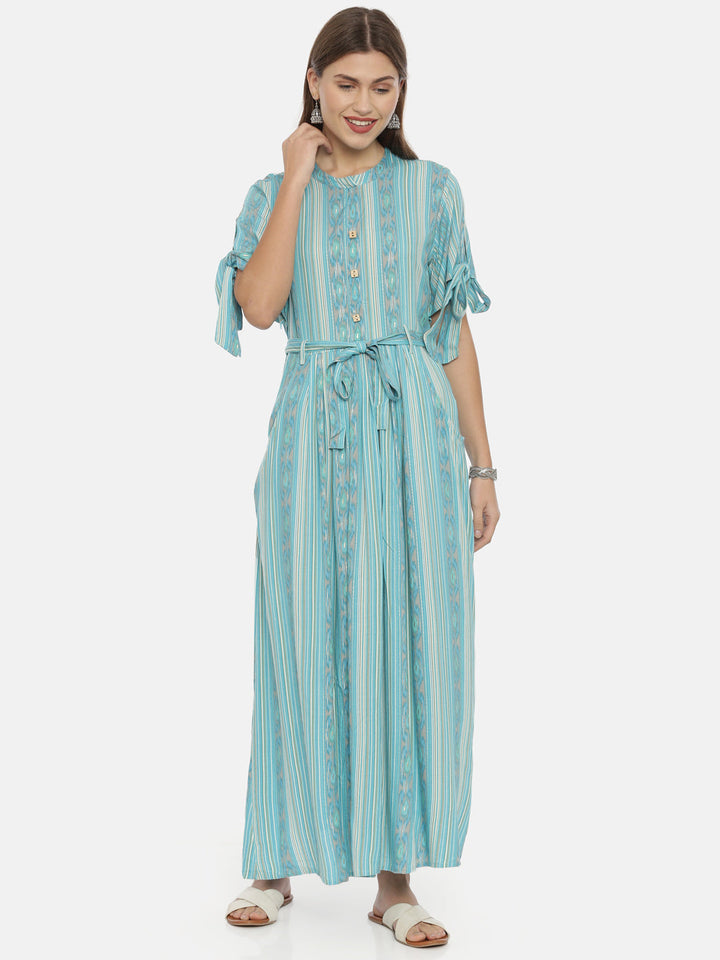 Neerus Blue Rayon Anarkali Kurta - detail view 3
