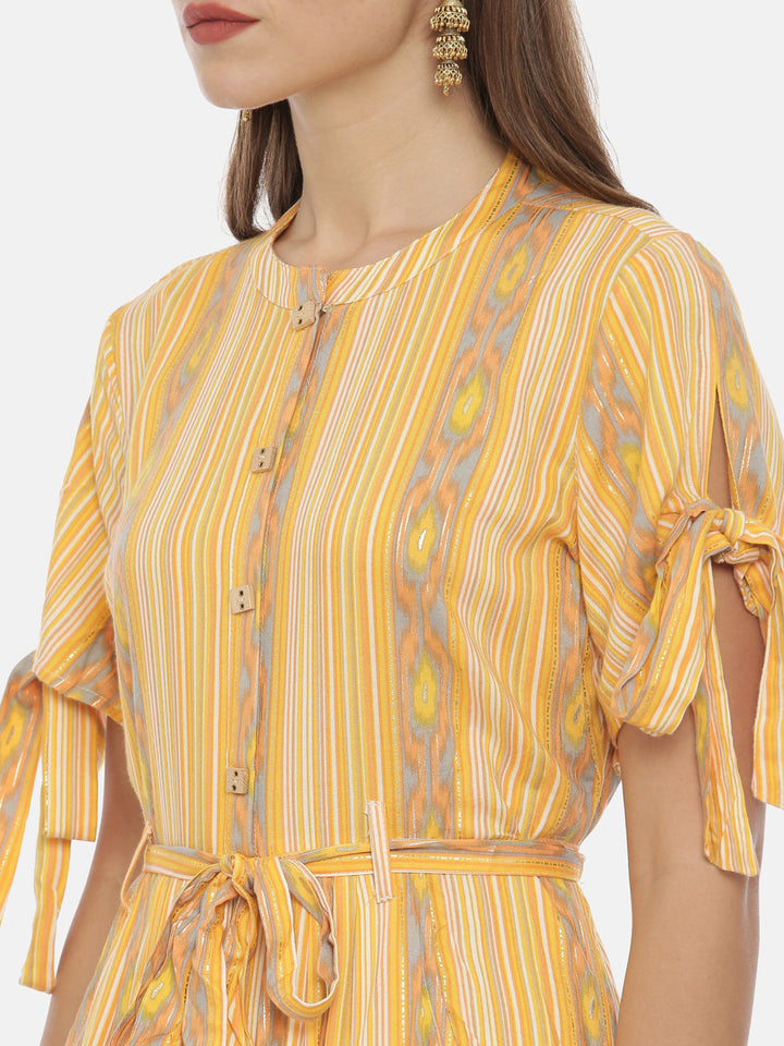 Neerus Orange rayon printed anarkali kurta - back view