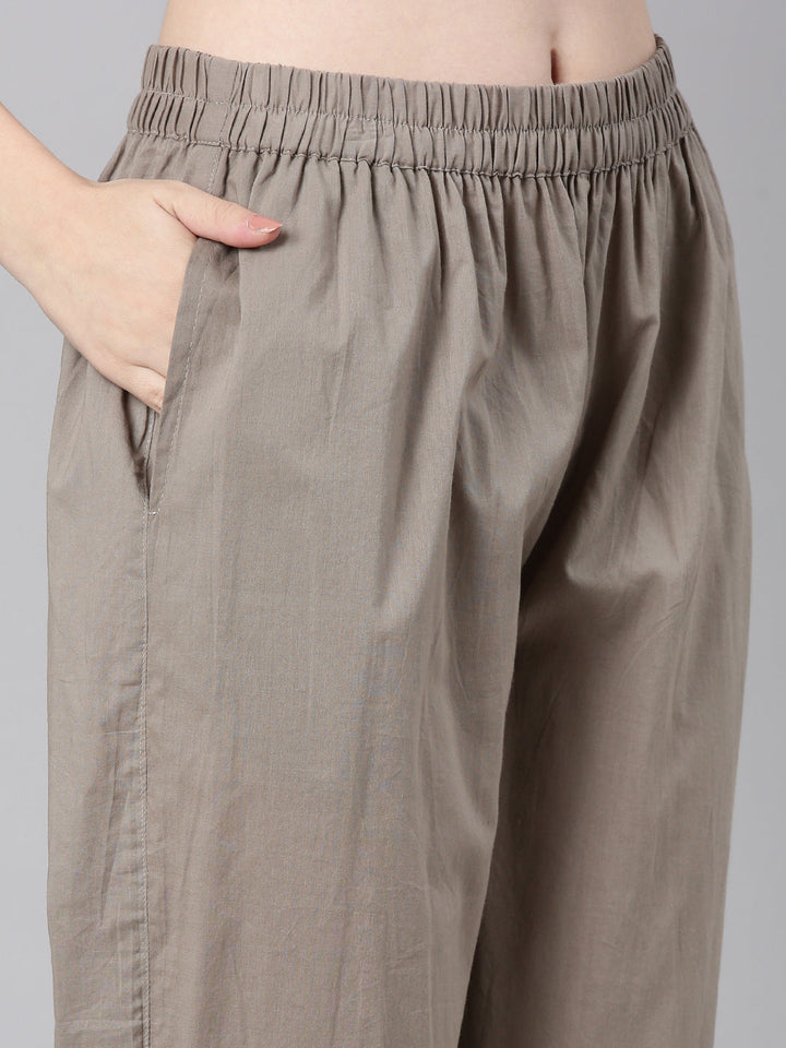 Neerus Elephant grey Printed Straight Kurta and Trousers With Dupatta