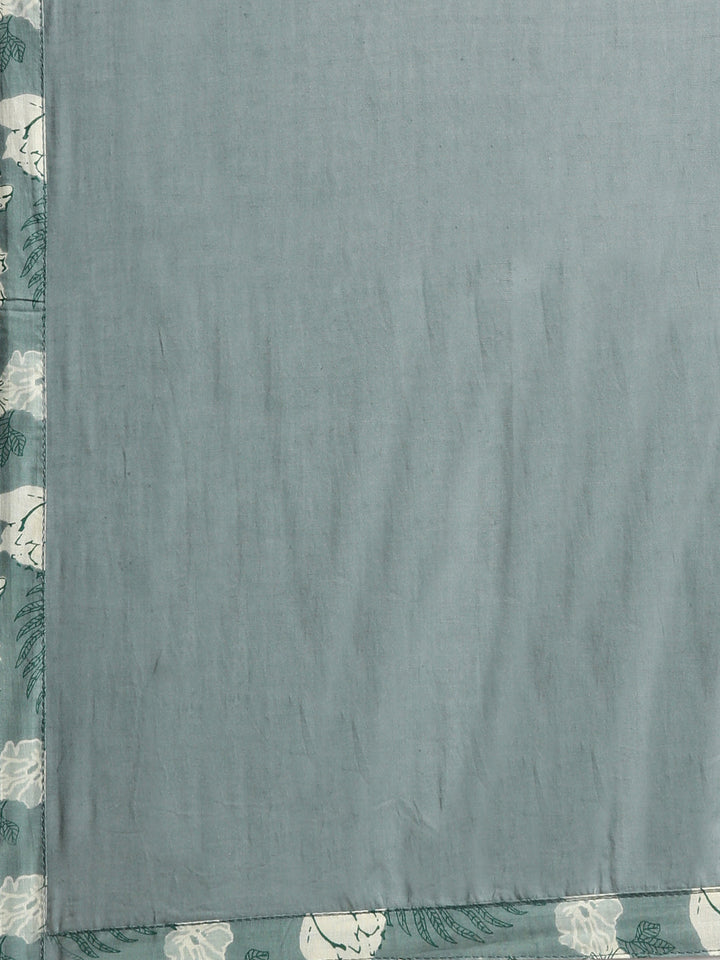 Neerus Light green Printed Straight Kurta and Trousers With Dupatta