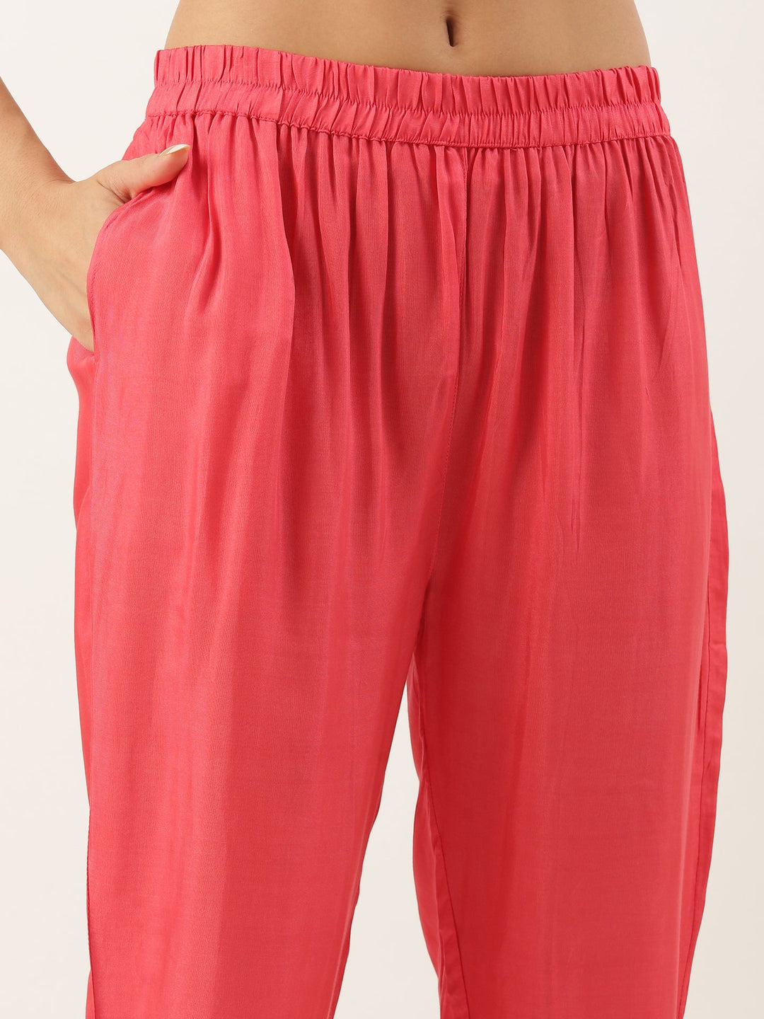 Neerus Pink muslin embroidered suit set - detail view 4