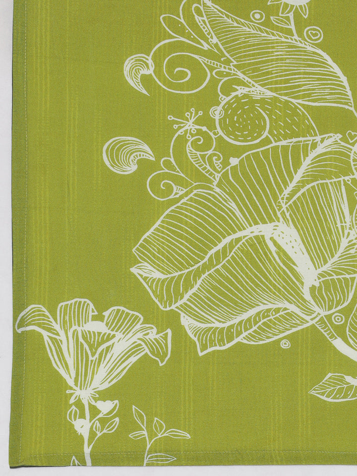 Neerus Green Printed Straight Kurta and Trousers With Dupatta