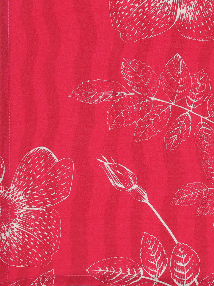 Neerus Red cotton printed suit set - detail view 4