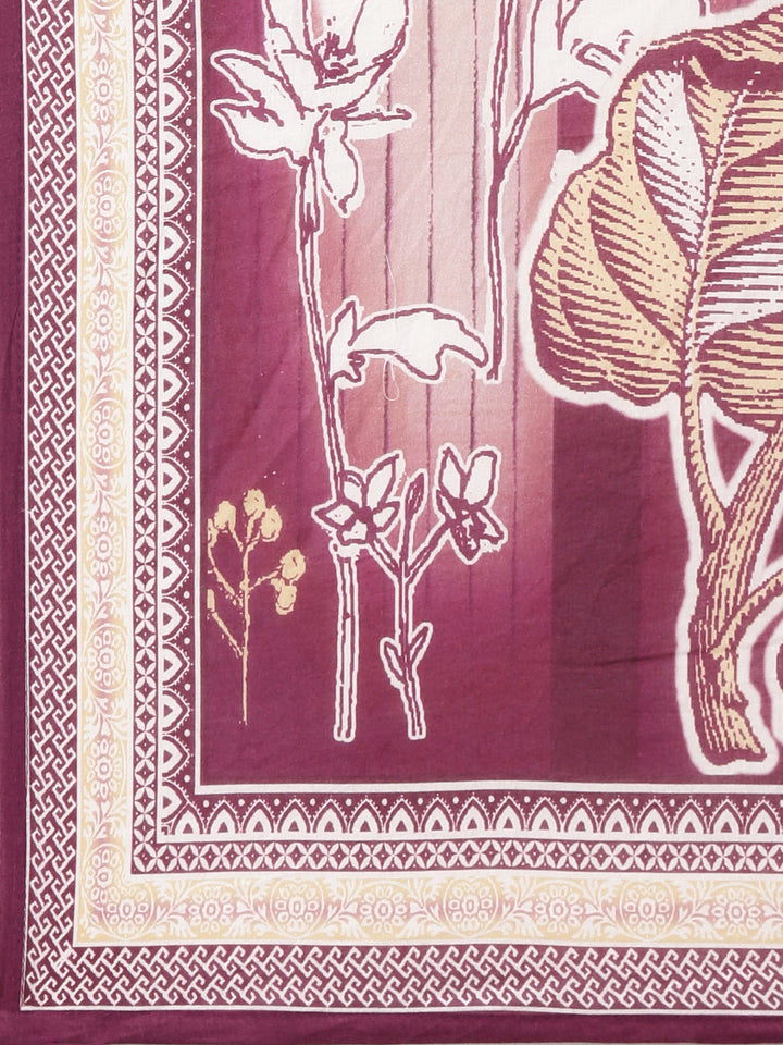 Neerus Magenta Printed Straight Kurta and Trousers With Dupatta