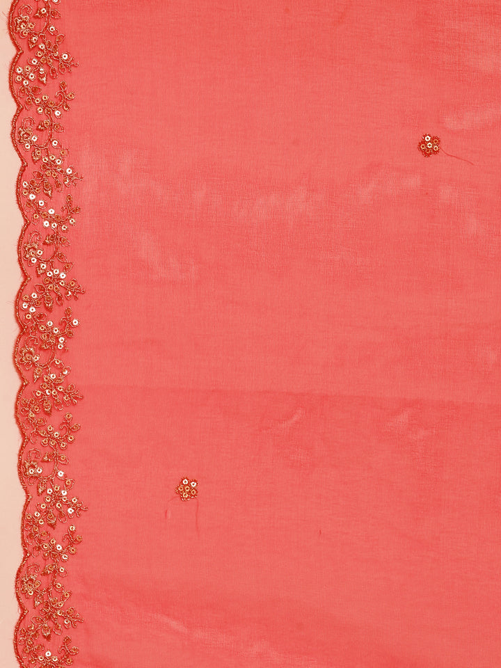 Neerus Pink organza floral printed suit set - detail view 4