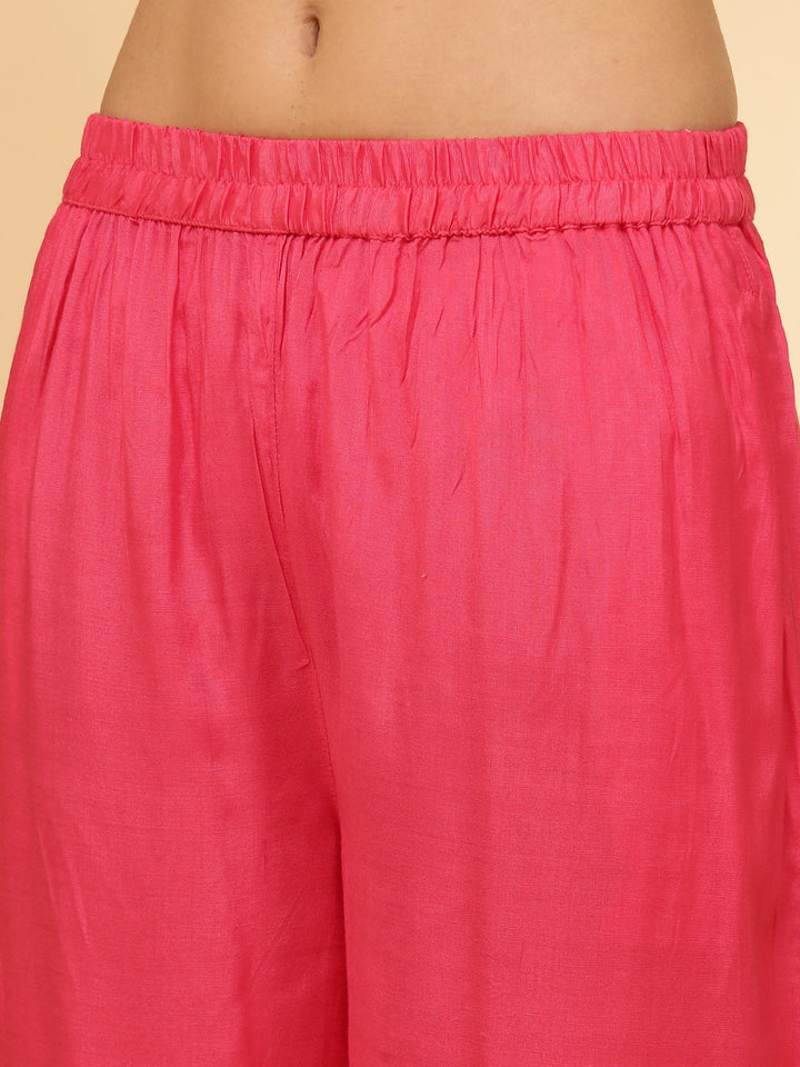 Neerus Pink organza floral printed suit set - detail view 3