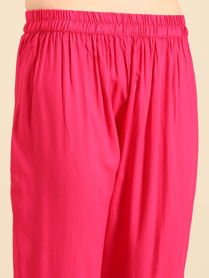 Floral printed three piece suit set with sequins embroidery