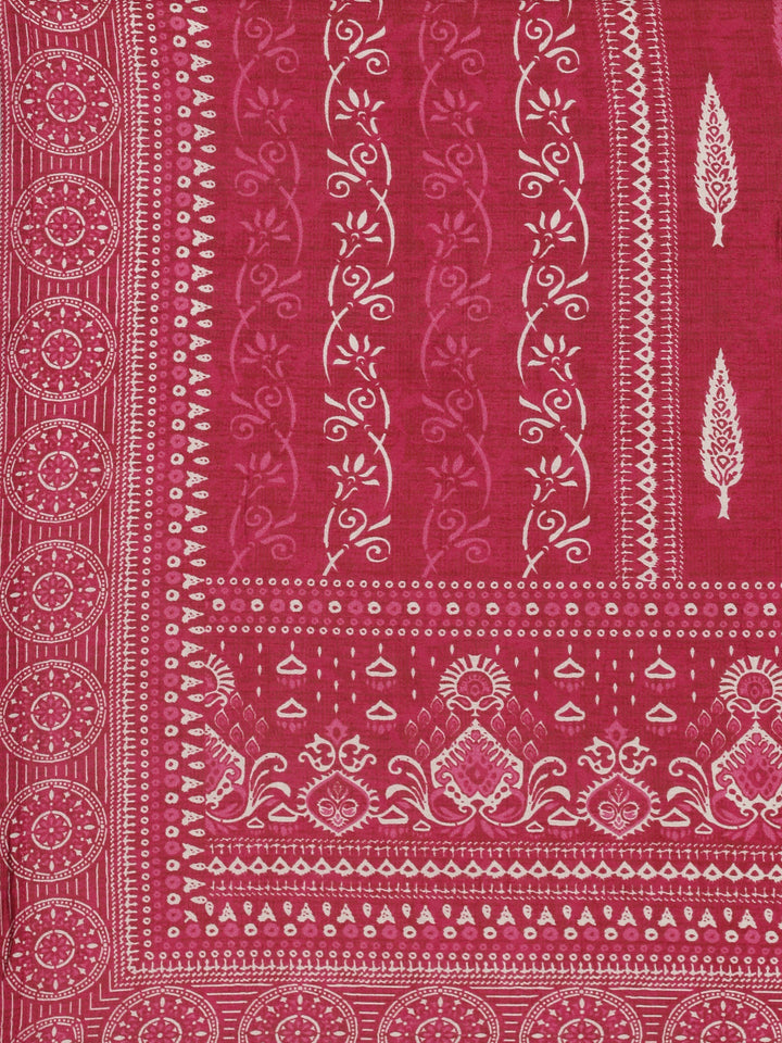 Wine Modal Silk Printed Three Piece Set