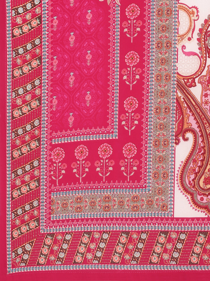 Pink Digital printed crepe Three piece suit set