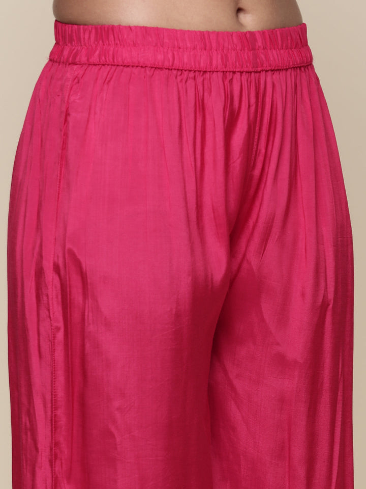 Pink Digital printed crepe Three piece suit set