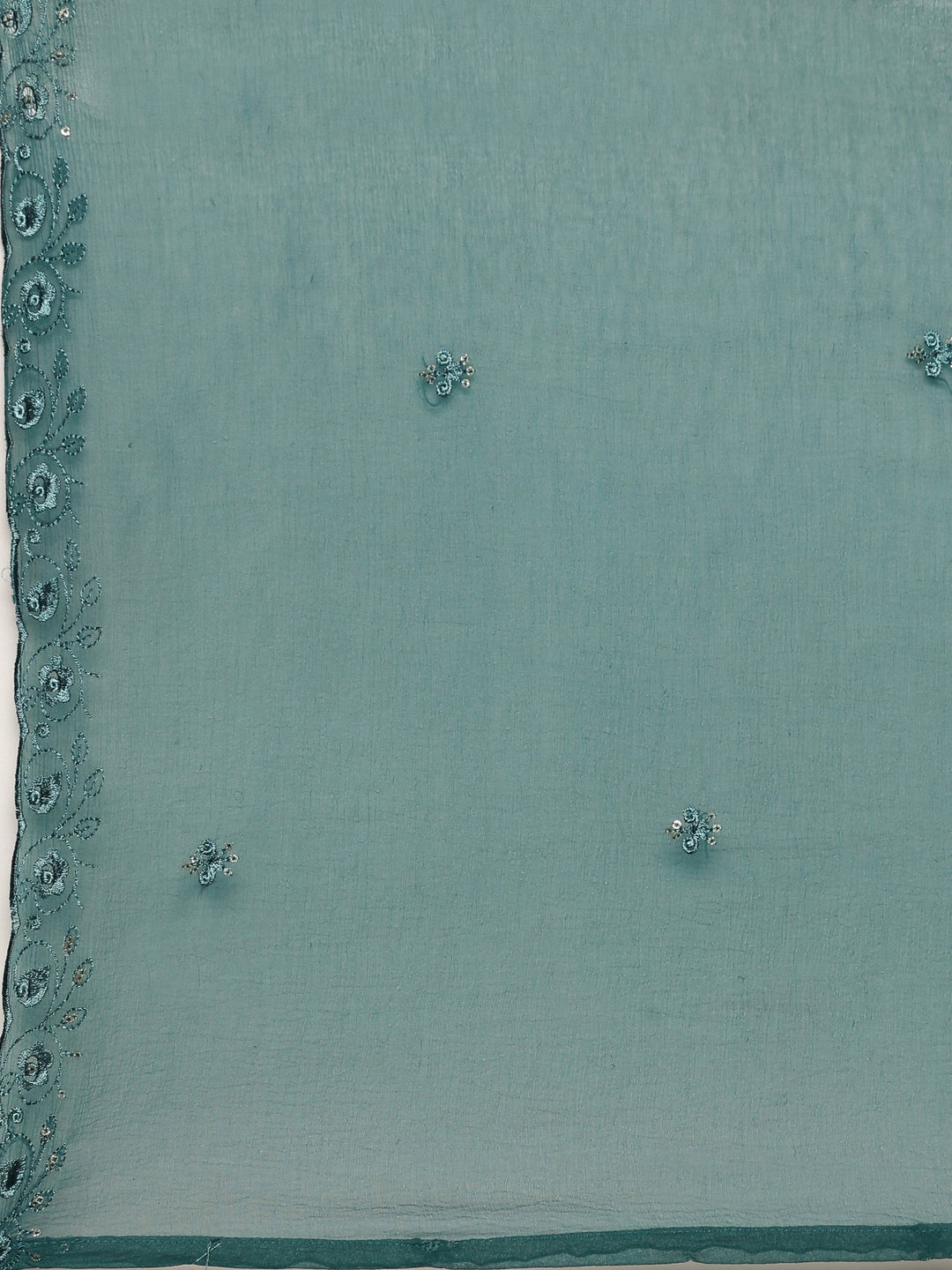 Neerus Green crepe printed suit set - detail view 4