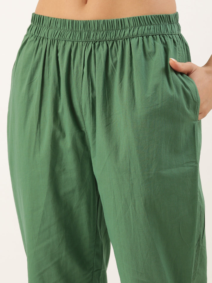 Neerus Green organza printed suit set - detail view 5
