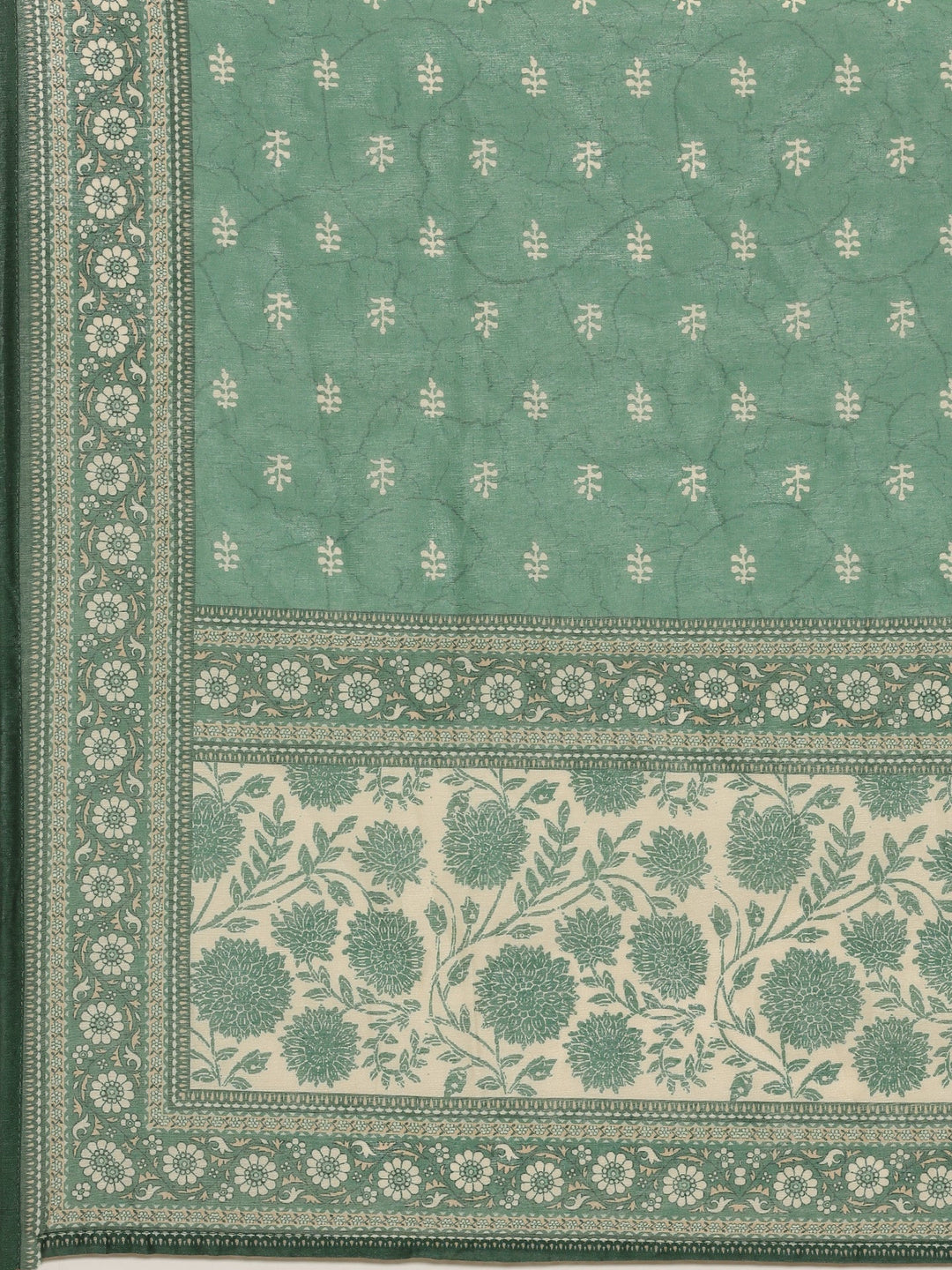Neerus Green organza printed suit set - detail view 6