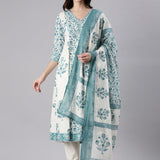 Rama Cotton Printed Anarkali Three Piece Set