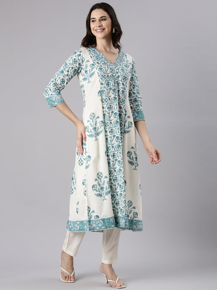 Rama Cotton Printed Anarkali Three Piece Set