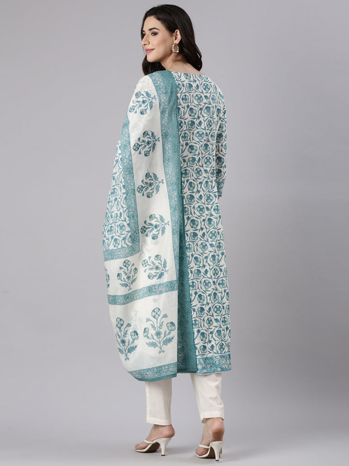 Rama Cotton Printed Anarkali Three Piece Set