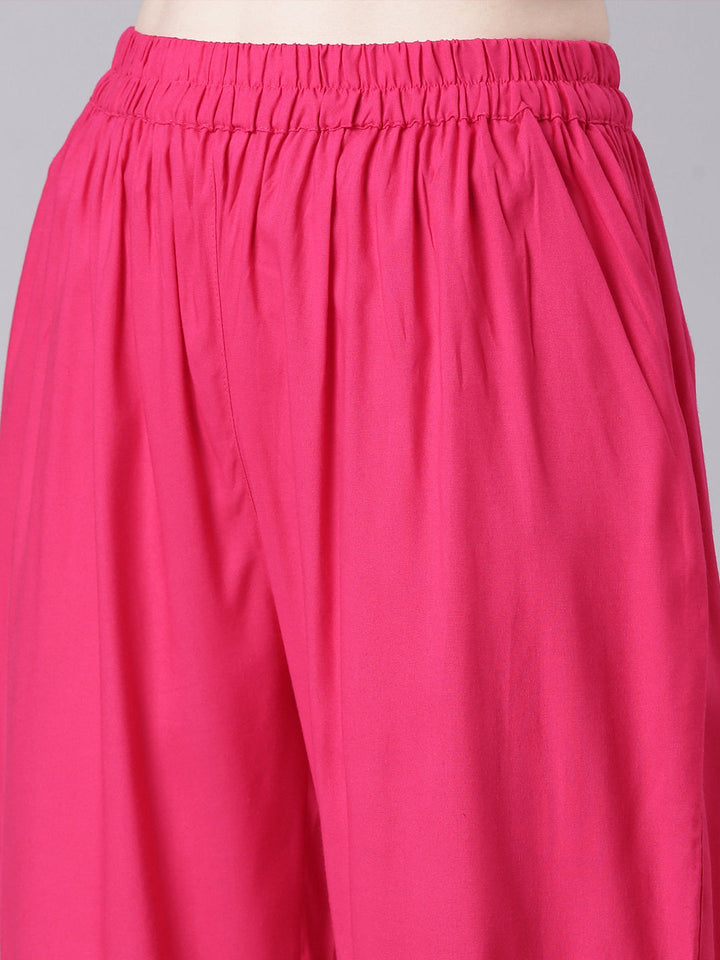 Neerus Pink Viscose Rayon Printed Anarkali Suit Set - detail view 4