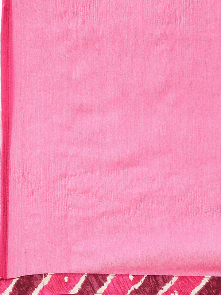 Neerus Pink Viscose Rayon Printed Anarkali Suit Set - detail view 5