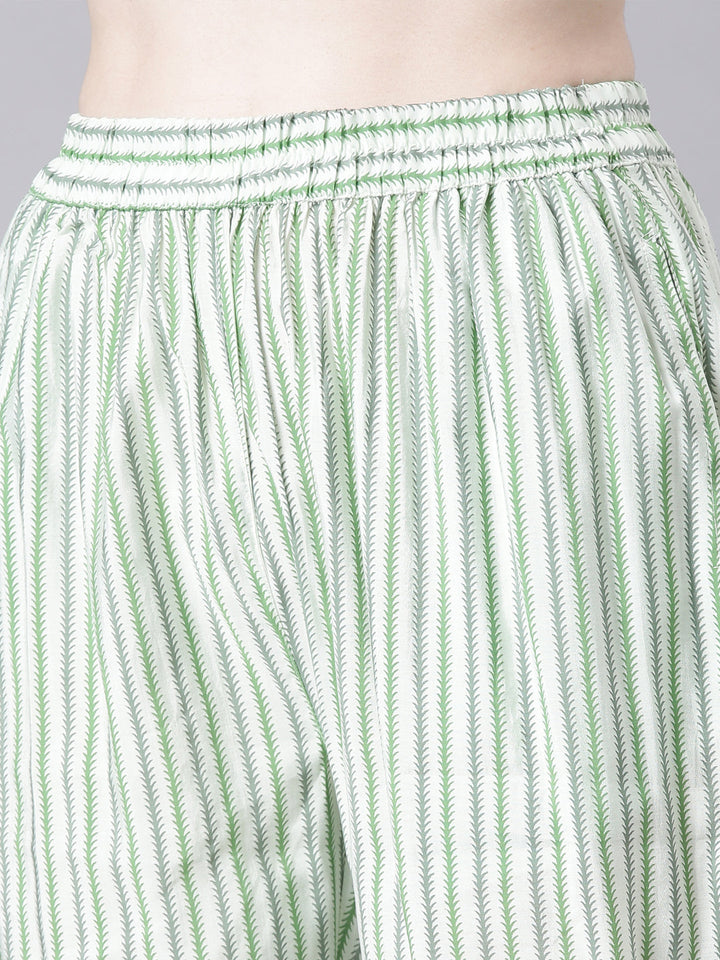 Neerus Lime Green Printed Straight Kurta and Trousers With Dupatta