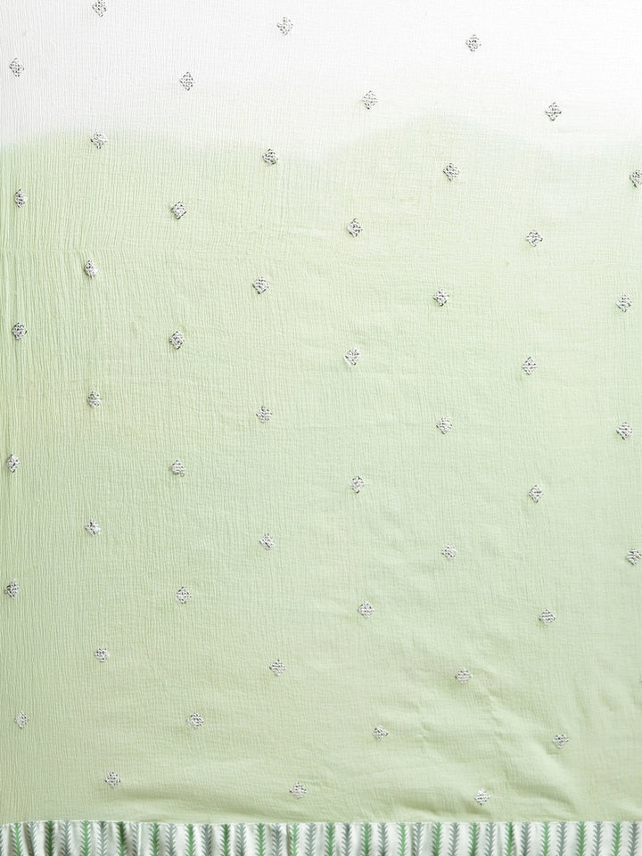 Neerus Lime Green Printed Straight Kurta and Trousers With Dupatta